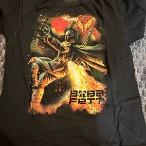 Star Wars Boba Fett Graphic Tee - Black with Orange, Red, Green Print